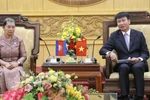 Secretary of the Ninh Binh provincial Party Committee Tran Huy Tuan receives Men Sam An, Vice President of the Cambodian People’s Party, President of the SFDCM, and President of the Cambodia–Vietnam Friendship Association. (Photo: VNA)