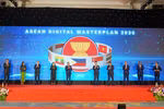 Officials at the closing ceremony of the 6th ASEAN Digital Ministers' Meeting in Hanoi on January 16 (Photo: VNA)