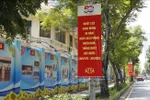 Panels and banners celebrate the 50th anniversary of national reunification in HCM City (Photo: VNA)