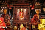 The statues of the three patriarchs of the Truc Lam Buddhist sect at Vinh Nghiem Pagoda in Bac Giang province (Photo: VNA)