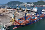 Containers are unloaded at Nghi Son International Port in Thanh Hoa province. (Photo: VNA)
