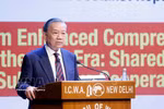 General Secretary of the Communist Party of Vietnam Central Committee and State President To Lam delivers the policy speech at the Indian Council of World Affairs (Photo: VNA)