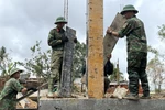 Soldiers of Division 315 (Military Region 5) build new houses and repair homes for families whose houses collapsed, were destroyed or swept away by historic floods in November. (Photo: VNA)