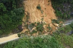 The Khanh Le Pass in Khanh Hoa province has experienced a significant landslide. (Photo: VNA)