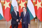 National Assembly Chairman Tran Thanh Man (right) and Speaker of the Hungarian National Assembly Kover Laszlo in Hanoi on October 20, 2025 (Photo: VNA)