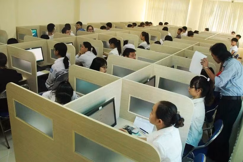 Students take part in an examination at the Vietnam National University, Hanoi (Photo: VNU Hanoi)