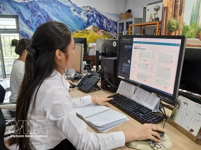 A company in Da Nang operates a customer relationship management system supported by AI chatbots. (Photo: VNA)