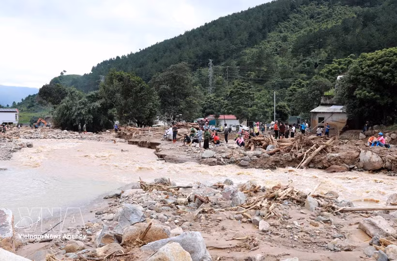 A village hit by flash floods in Muong Than commune, Lai Chau province (Photo: VNA)