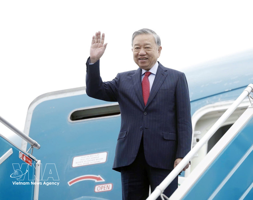 Party General Secretary To Lam leaves Hanoi on February 18 morning to attend the inaugural meeting of the Board of Peace for Gaza in Washington D.C., the US. (Photo: VNA)