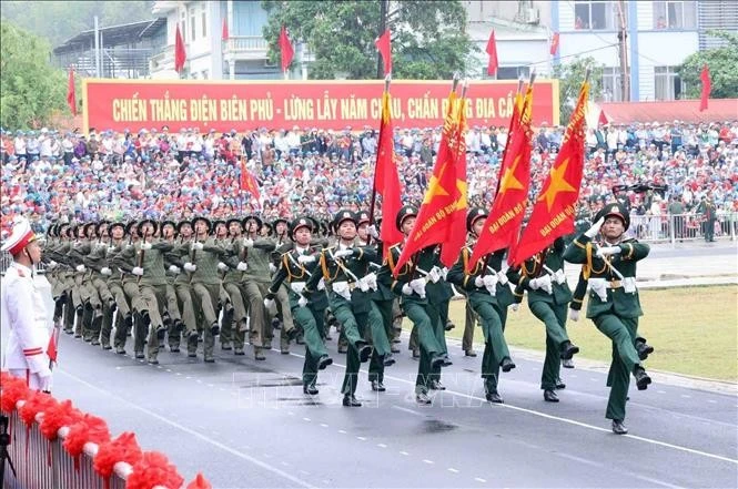 A parade at the ceremony marking the 70th anniversary of the historic Dien Bien Phu Victory (May 7, 1954 - 2024). (Photo: VNA)