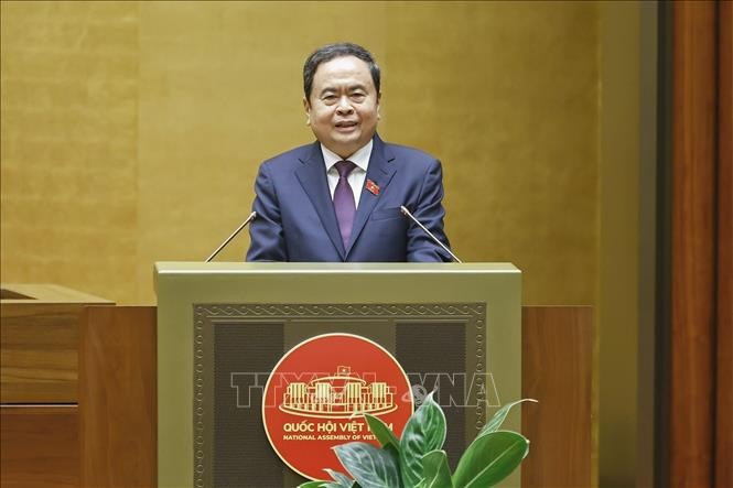 NA Chairman Tran Thanh Man addresses the conference in Hanoi on June 25. (Photo: VNA)