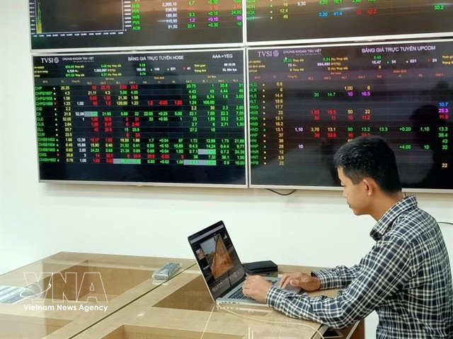 An investor at a securities firm's trading room in Hanoi (Photo: VNA)