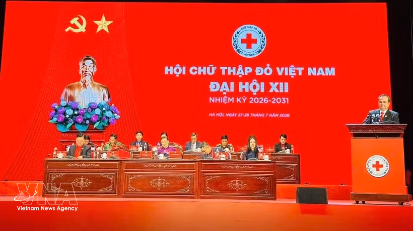 The presidium of the 12th National Congress of the Vietnam Red Cross Society, held in Hanoi on July 27–28 (Photo: VNA)