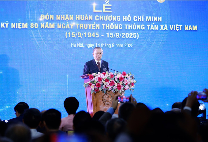 Party General Secretary To Lam delivers remarks at the ceremony on September 14. (Photo: VNA)