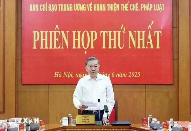 Party General Secretary To Lam addresses the meeting. (Photo: VNA) to-lam-3391.jpg