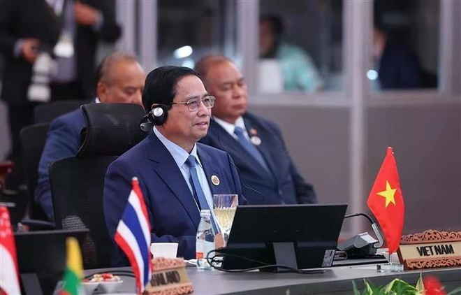 Prime Minister Pham Minh Chinh speaks at the second ASEAN-GCC Summit. (Photo: VNA) pham-minh-chinh-2414.jpg