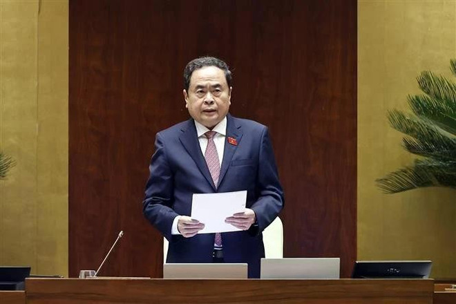 NA Chairman Tran Thanh Man speaks at the session. (Photo: VNA) tran-thanh-man.jpg