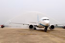 A plane lands at Da Nang International Airport. (Photo: VNA)
