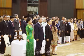General Secretary of the Communist Party of Vietnam (CPV) Central Committee To Lam (second, left) and his spouse attend the ceremony to celebrate the 30th anniversary of Vietnam's accession to the Association of Southeast Asian Nations (ASEAN) in Jakarta, Indonesia, on March 10, 2025. (Photo: VNA)