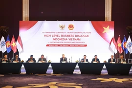 General Secretary of the Communist Party of Vietnam (CPV) Central Committee To Lam (C) attends the high-level business dialogue themed “A Partnership for Progress and Prosperity" in Jakarta on March 10. (Photo: VNA)