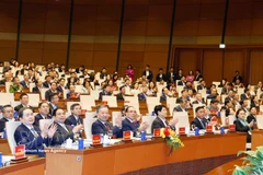 Party General Secretary To Lam and incumbent and former leaders of the Party and State attend the conference on February 7. (Photo: VNA) 