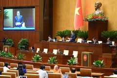 NA Chairman Tran Thanh Man addresses the 9th session of the 15th parliament. (Photo: VNA)