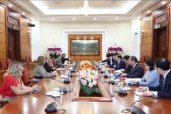 The reception for the high-ranking delegation of the Mexican Labour Party (PT) on August 29 (Photo: VNA)