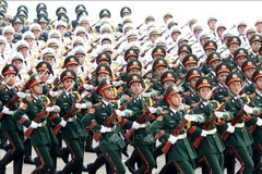 Soldiers representing the infantry, navy, and air defence forces of the Vietnam People's Army in a parade (Photo: VNA)