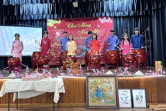 A drum performance by children at the Tet celebration held by New Sunlight for Children. (Photo: VNA)