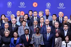 Chairrman of the Vietnamese National Assembly Thanh Thanh Man and other heads of delegations at the opening ceremony of the IPU-152 on April 15 (Photo: VNA)