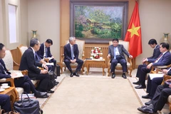 The meeting between Deputy Prime Minister Nguyen Chi Dung (right) and Honna Hitoshi, Representative Director and President of Japan’s Erex Corporation, on July 4, 2025. (Photo: VNA)