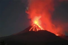 Mount Lewotobi Laki-Laki, which stands 1,703 meters tall, has erupted multiple times in recent months. (Photo: Xinhua/VNA) 