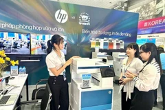 A booth at VietOffice 2024. The first VietOffice held in May last year was a success, generating positive results. (Photo: VNA)