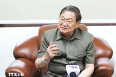 Khieu Kanharith, Senior Advisor to the King of Cambodia, member of the National Assembly, and member of the Central Committee of the Cambodian People’s Party, grants an interview to the Vietnam News Agency. (Photo: VNA)