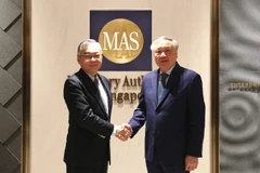 Permanent Deputy Prime Minister Nguyen Hoa Binh (right) meets with Singaporean Deputy Prime Minister Gan Kim Yong, who is also Minister for Trade and Industry and Chairman of the Monetary Authority of Singapore, on January 12. (Photo published by VNA)