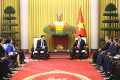 State President Luong Cuong (R) and Chief Justice of the Supreme Court of Mongolia Ganzorig Damdin in Hanoi on March 4. (Photo: VNA)