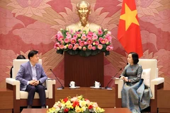 Vice Chairwoman of the National Assembly Nguyen Thi Thanh (right) receives Prof. Kim Hak-min, head of the Ethics Investigation Advisory Committee of the RoK National Assembly, in Hanoi on December 26. (Photo: VNA)