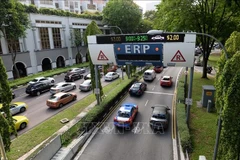 Vehicles move on a road in Singapore. (Photo: AFP/VNA)
