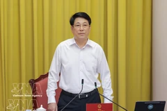 State President Luong Cuong addresses the regular briefing with the Presidential Office on February 27. (Photo: VNA)