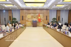 The meeting between NA Chairman Tran Thanh Man and US Ambassador Jennifer Wicks in Hanoi on August 6 (Photo: VNA)