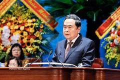 NA Chairman Tran Thanh Man addresses the 14th National Congress of the Vietnam Women's Union on June 18. (Photo: VNA)