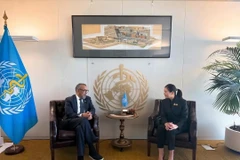 Minister attached to the Thai Prime Minister's Office Jiraporn Sindhuprai (right) and WHO Director-General Dr. Tedros Adhanom Ghebreyesus at their recent meeting in Geneva. (Photo: thainews.prd.go.th)
