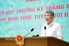 Prime Minister Le Minh Hung delivers the opening remarks at the regular Government meeting on July 4, 2026. (Photo: VNA)