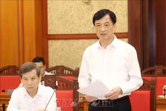 Politburo member, Secretary of the Party Central Committee, Head of the Party Central Committee’s Organisation Commission and Head of the Steering Committee Nguyen Duy Ngoc addresses the meeting. (Photo: VNA) 