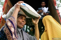 A woman carries a sack of rice provided by the government in North Aceh, Aceh, on May 16, 2024. (Photo: en.antaranews.com)