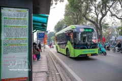 Hanoi rolls out 10 electric bus routes from April 1. (Photo: VNA)