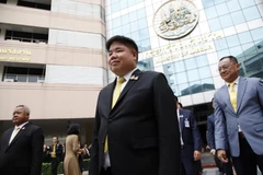 Newly installed Labour Minister Pongkawin Jungrungruangkit on his first day at the ministry. (Photo: Bangkok Post)