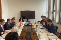 Senior Lieutenant General Le Van Tuyen, Deputy Minister of Public Security, in a working session with leaders of Germany's Federal Ministry of the Interior (Photo: VNA)