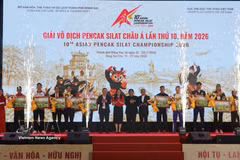Representatives of countries and territories participating in the Asian Pencak Silat Championship. Photo: VNA) 