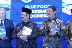 Indonesian Marine Affairs and Fisheries Minister Sakti Wahyu Trenggono (right) at the launch of Indonesia Blue Food Assessment (BFA) and Indonesia Blue Economy Index (IBEI) (Photo: Antara)